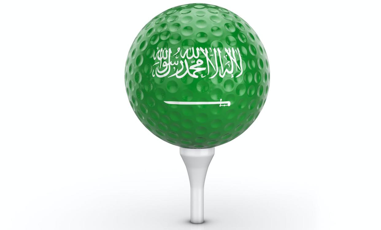 The kingdom hopes to have 135,000 kids playing golf in school by 2025 and plans to build 23 new courses by 2030. <a href="https://www.gettyimages.com/detail/illustration/golf-ball-saudi-arabia-flag-royalty-free-illustration/642838254?phrase=golf+saudi+arabia&adppopup=true" rel="nofollow noopener" target="_blank" data-ylk="slk:JulyVelchev/iStock via Getty Images;elm:context_link;itc:0;sec:content-canvas" class="link ">JulyVelchev/iStock via Getty Images</a>