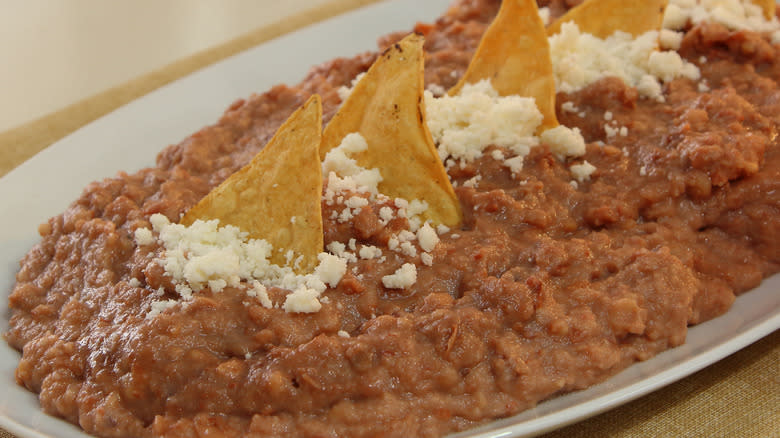 refried beans with tortilla chips