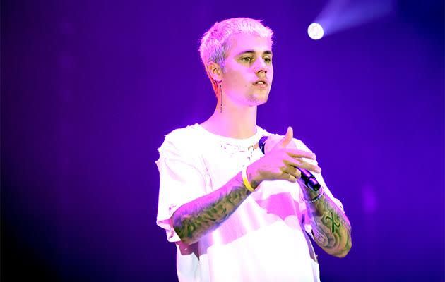 Justin Bieber on stage. Photo: Getty