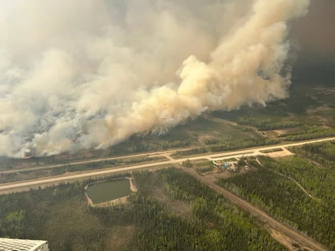 A view of the wildfire from the Alberta side of the border on Thursday. (Alberta Wildfire - image credit)