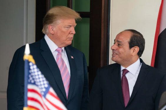 Donald Trump welcomes Egyptian President Abdel Fattah el-Sisi to the White House for a bilateral meeting in Washington, DC (EPA)