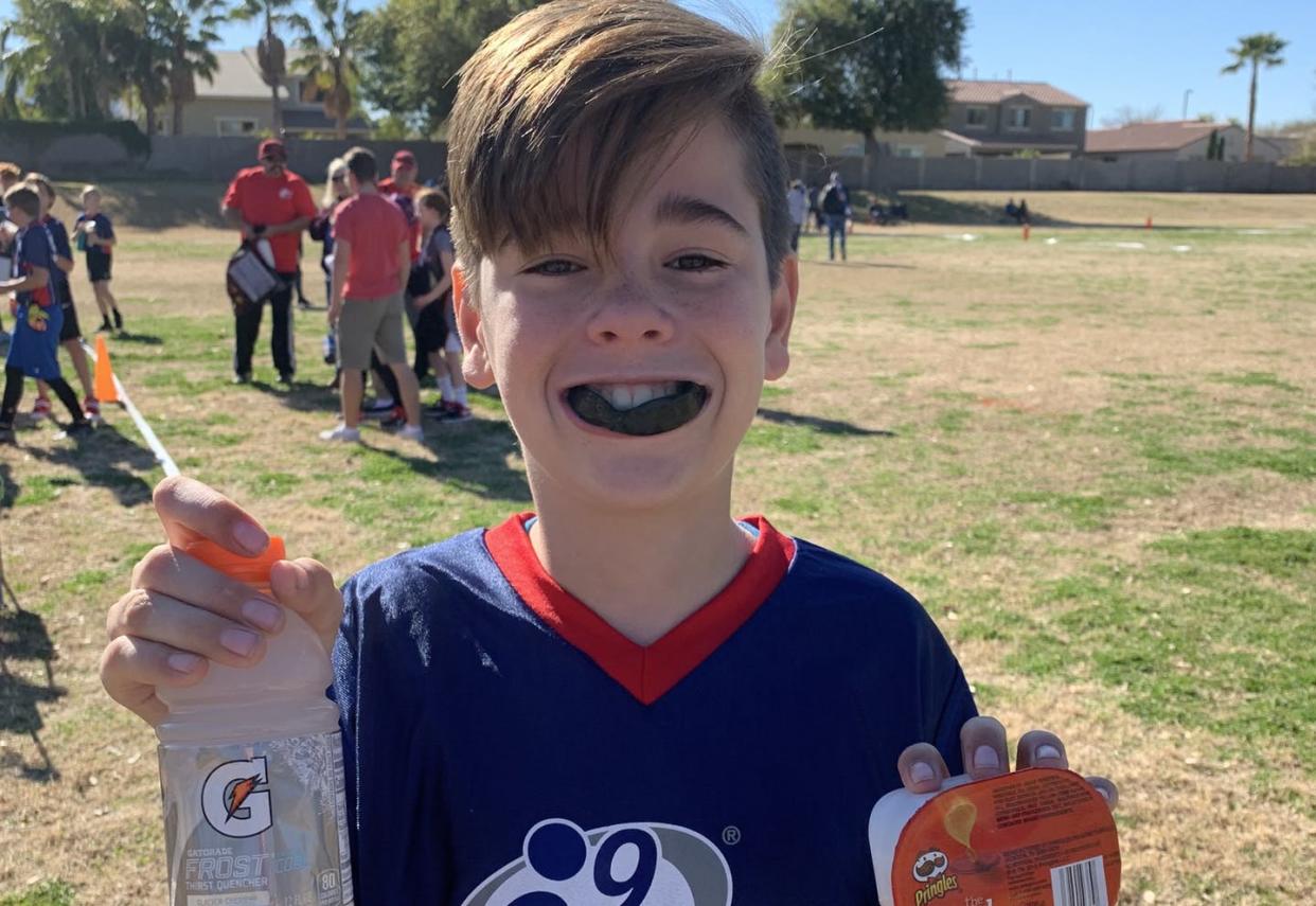<span class="caption">Clark Moss, 12, of Gilbert, Ariz., shows the chips and drink he received after his soccer match, Jan. 18, 2020.</span> <span class="attribution"><span class="source">Kristi Moss</span>, <a class="link " href="http://creativecommons.org/licenses/by-sa/4.0/" rel="nofollow noopener" target="_blank" data-ylk="slk:CC BY-SA;elm:context_link;itc:0;sec:content-canvas">CC BY-SA</a></span>