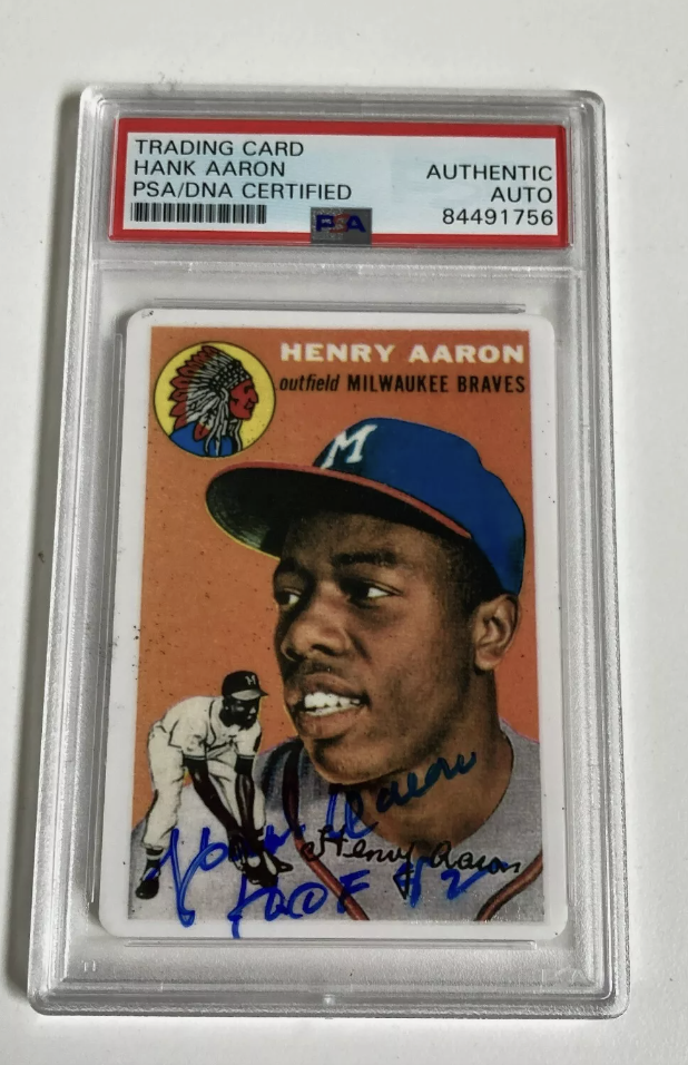 An image of a rare Hank Aaron card.