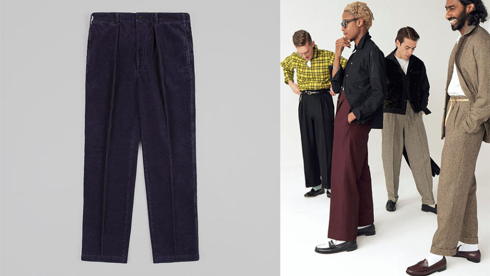 Drake’s pleated corduroys (5) and a variety of pleated trousers from Scott Fraser Collection (£280). - Credit: Drake's, Scott Fraser Collection