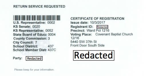 The other side of the voter registration postcard people typically receive in Kansas.&nbsp; (Photo: ACLU)