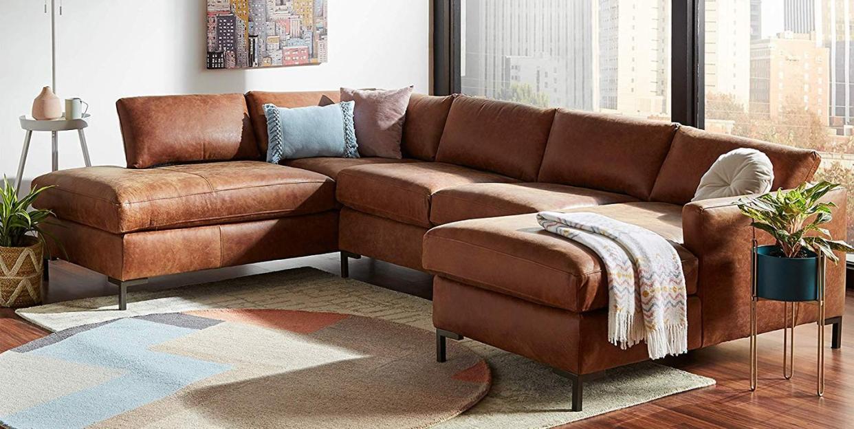 amazon rivet collection leather sofa and decor