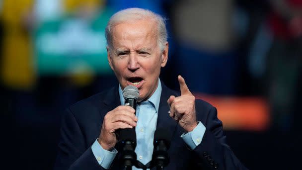 President Joe Biden speaks at a campaign rally, Nov. 5, 2022, in Philadelphia. (Matt Rourke/AP)