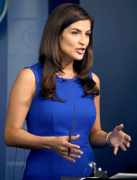 PHOTO: CNN News correspondent, Kaitlan Collins, reports from the briefing room at the White House, on August 2, 2018 in Washington, DC. (Mark Wilson/Getty Images)