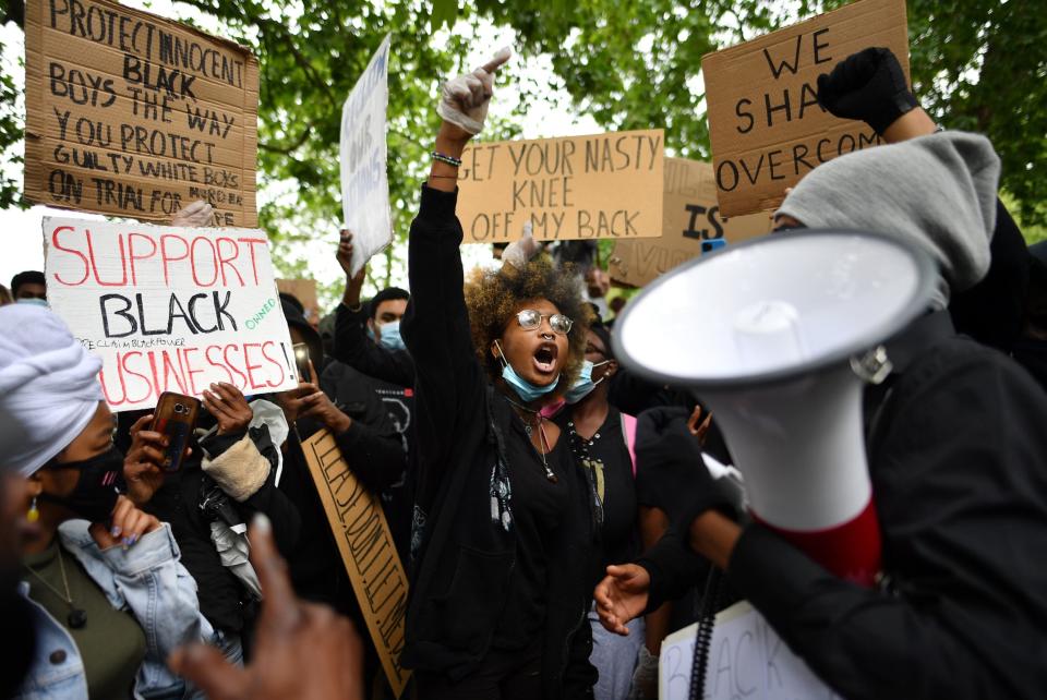 The London protest in Hyde Park on Wednesday saw thousands protest in the rain (Getty Images)