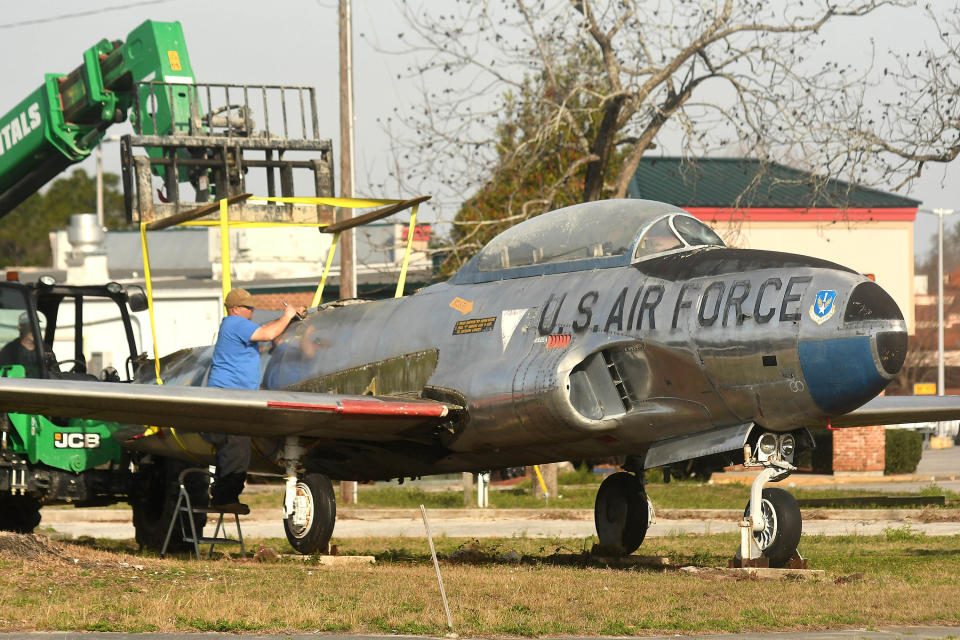 A U.S. Air Force plane that has been on display for years next to the VFW post on Carolina Beach Road in Wilmington, N.C. is moving to a VFW in Midland, N.C. KEN BLEVINS/STARNEWS