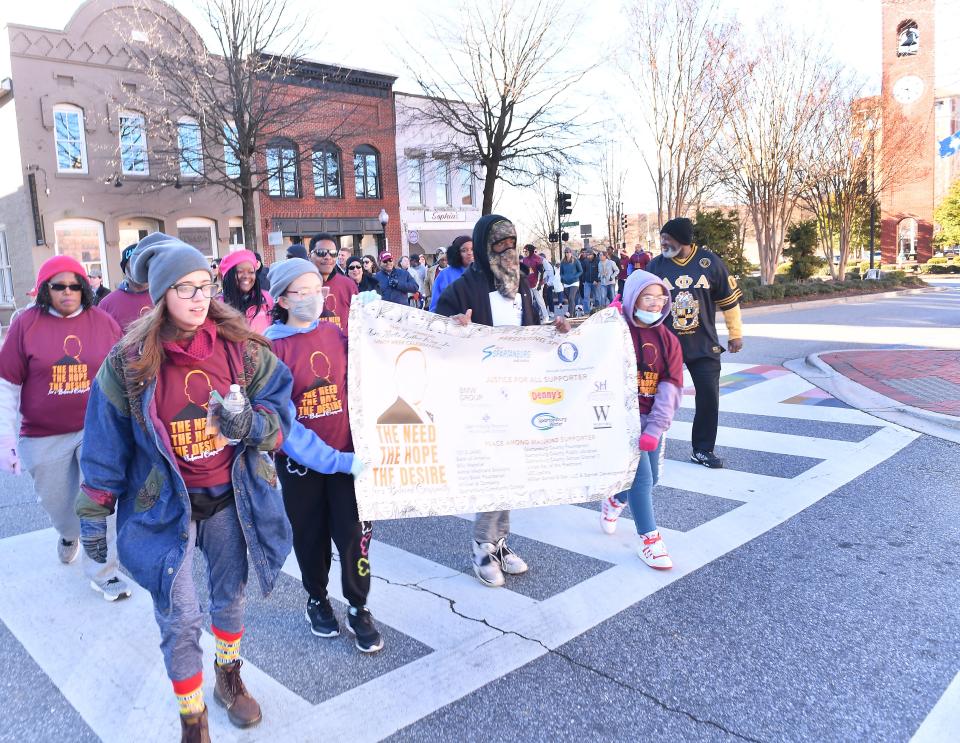 A 'Walk as One' event was held in downtown Spartanburg on Jan. 14, 2023.  The event as part of the Dr. Martin Luther King Jr. Unity Celebration Week in Spartanburg.