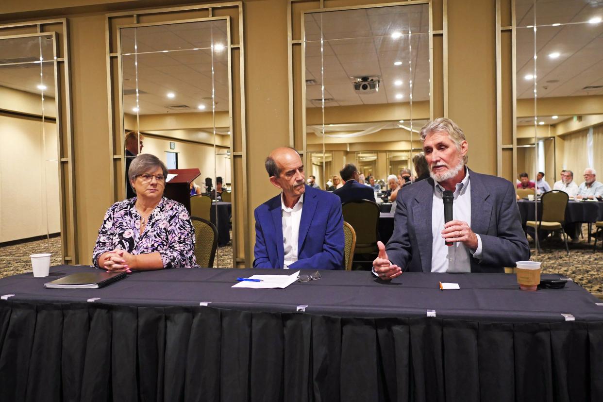 North Port Neighborhood Services Director Alaina Ray, Sarasota County Commissioner Ron Cutsinger, and Gulf Coast Community Foundation Senior Vice President for Community Investment Jon Thaxton talked about affordable housing Friday afternoon at South County Tiger Bay.