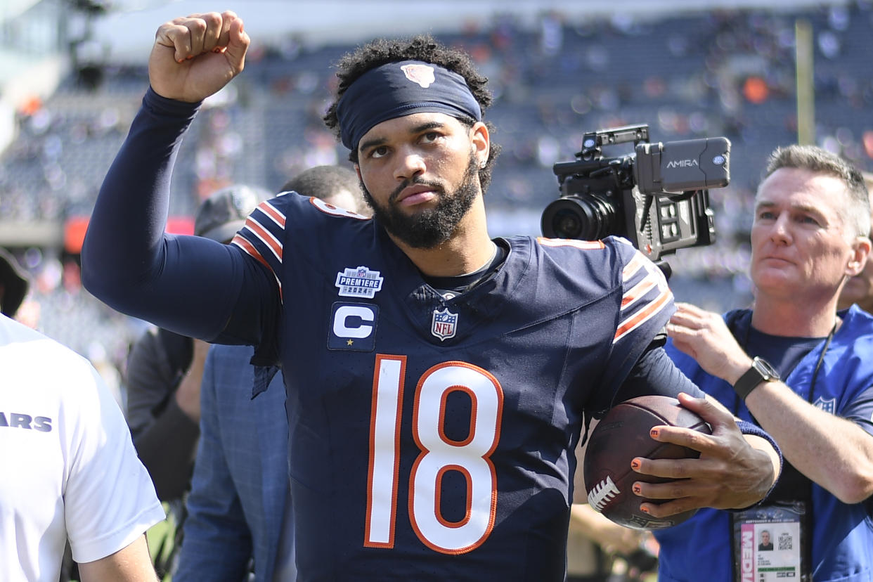 Caleb Williams and the Bears should feel good about the team effort it took to win in Week 1. But there's plenty of work to do, and an adjustment period is needed for the star rookie. (Photo by Quinn Harris/Getty Images)