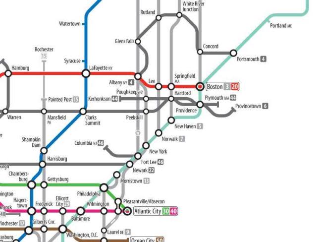 US Routes NorthEast subway map cameron booth