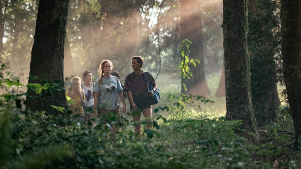 Where did the team crash on Yellowjackets? Van, Tai and the team walking through the woods.