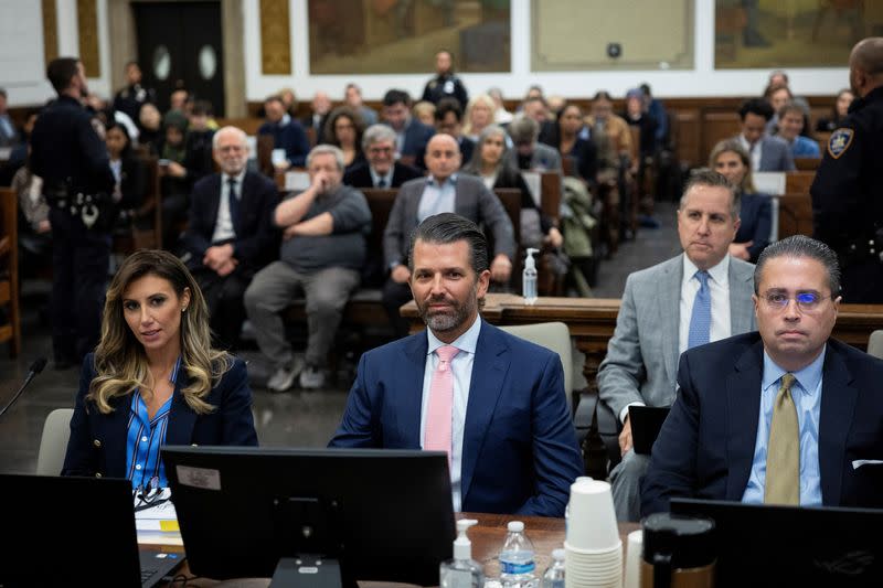 Donald Trump Jr. attends the Trump Organization civil fraud trial, in New York State Supreme Court in the Manhattan borough of New York City
