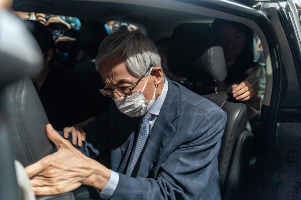 <p>File image: Former lawmaker and barrister Martin Lee leaves West Kowloon court after being given a suspended sentence on 16 April, 2021 in Hong Kong . He was among  the seven prominent democratic figures who were convicted of unauthorised assembly in relation to a peaceful protest in August 2019</p> (Getty Images)