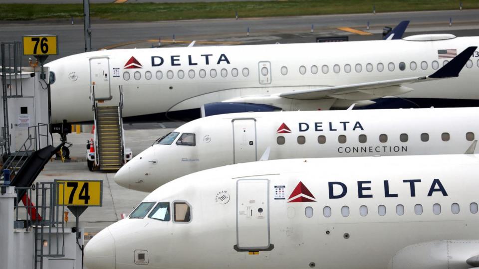 PHOTO: Delta Airlines passenger planes are pictured outside Terminal C at LaGuardia Airport in New York, June 1, 2022. (Mike Segar/Reuters, FILE)