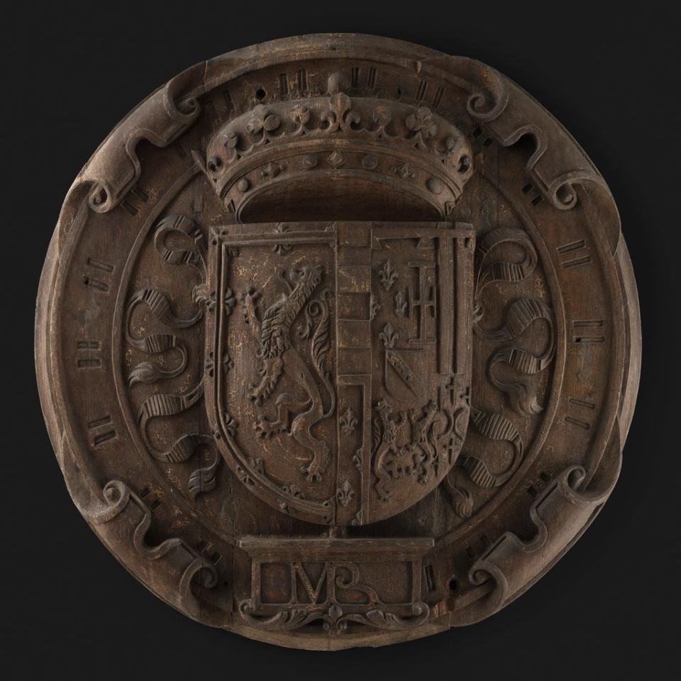 The panel shows the combined arms of Marie de Guise and James V (National Museums Scotland/PA)