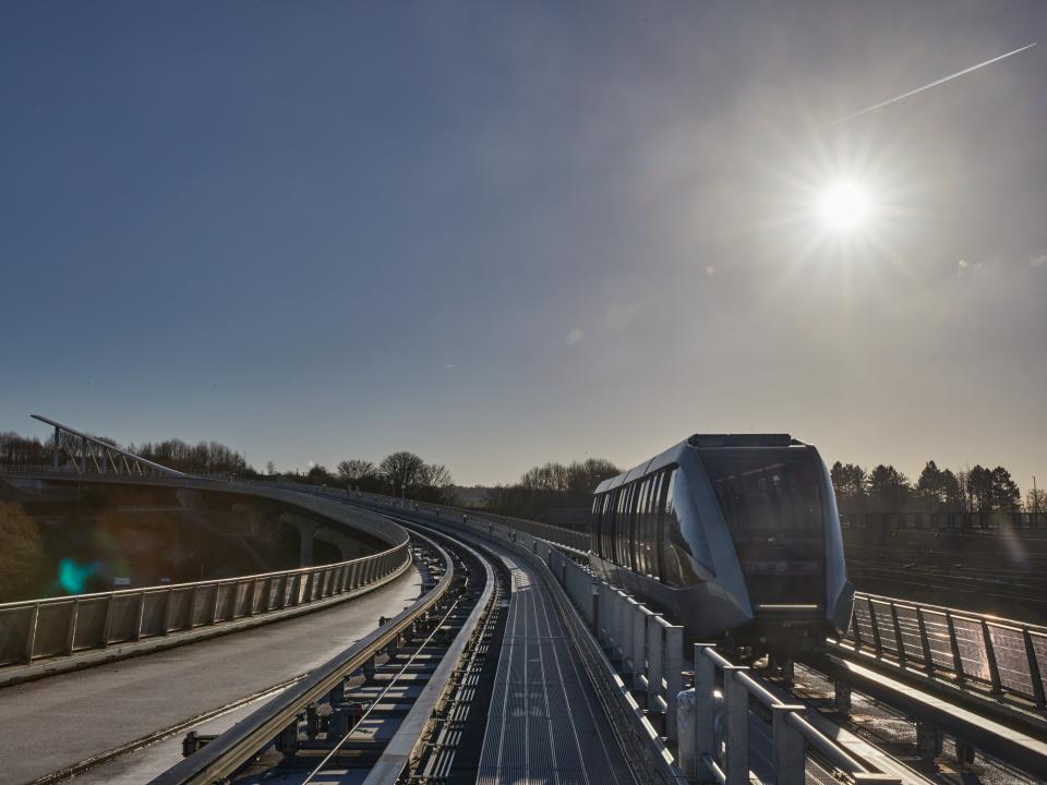 The Luton Dart on the train tracks