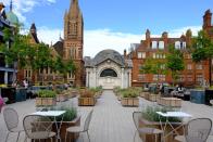 <p>Sister venue to Elephant & Castle's <a href="https://www.mercatometropolitano.com/mmarketplace/mercato-mayfair/" rel="nofollow noopener" target="_blank" data-ylk="slk:Mercato Metropolitano;elm:context_link;itc:0;sec:content-canvas" class="link ">Mercato Metropolitano</a> is their smaller Mayfair site. Behind Mercato, there is now Mercato Mayfair Caffe, located in Brown Hart Gardens, which is an excellent location for after work drinks.<br></p>