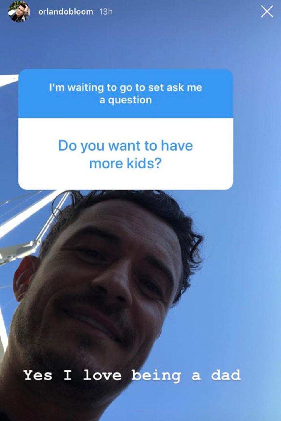 Parent: Orlando Bloom admitted he would like to have more children (Instagram / Orlando Bloom)