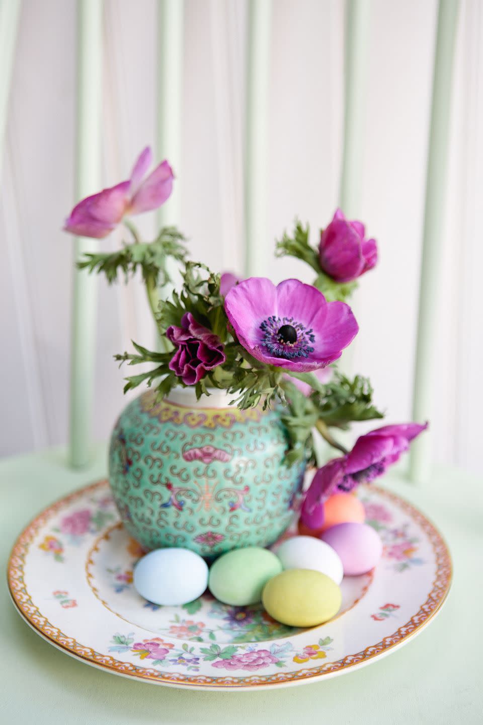 anemone flowers in a vase, an easter still life