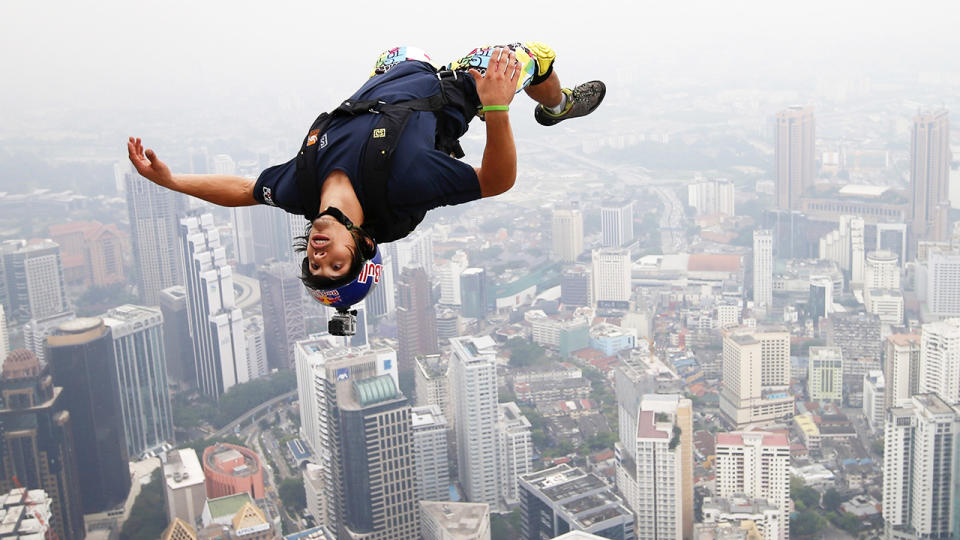 Vince Reffet, pictured here leaping from the Open Deck of the Kuala Lumpur Tower.