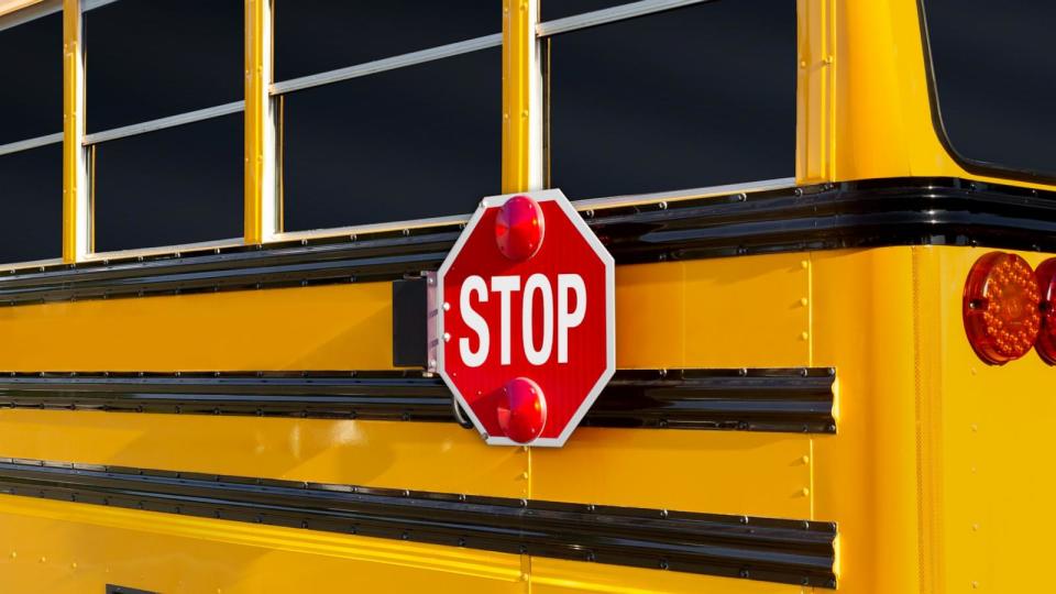 PHOTO: Stock photo of a stop sign at the rear part of a school bus. (STOCK PHOTO/Getty Images)