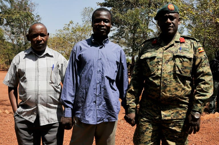 Lord's Resistance Army (LRA) commander Dominic Ongwen (centre) was arrested in 2015