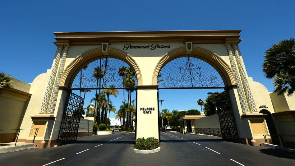 HOLLYWOOD, CA - AUGUST 23:  The entrance of Paramount Studios is seen at Paramount Studios on August 23, 2013 in Hollywood, California.  (Photo by Mark Davis/Getty Images)