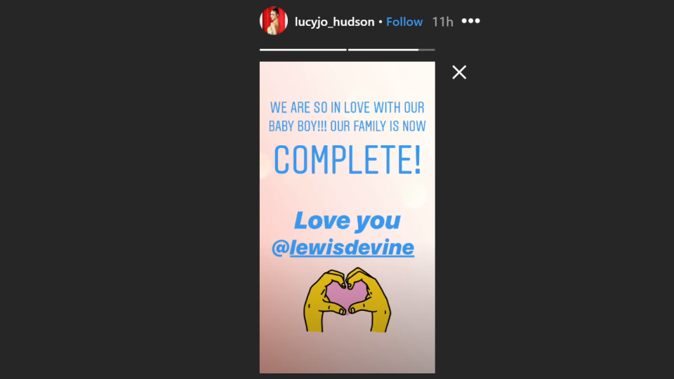 Screengrab from Lucy-Jo Hudson Instagram