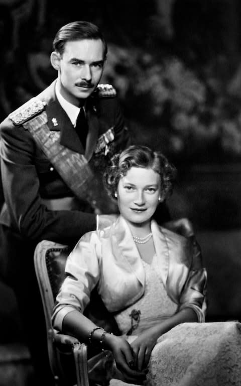 Grand Duke Jean of Luxembourg in 1955 with his wife Josephine-Charlotte of Belgium.  - Credit: AFP