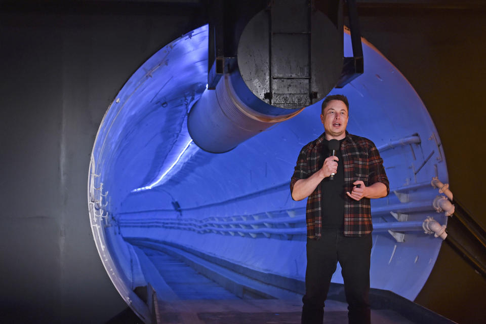 Elon Musk Unveils Boring Co. Los Angeles Test Tunnel (Robyn Beck / Bloomberg via Getty Images file)