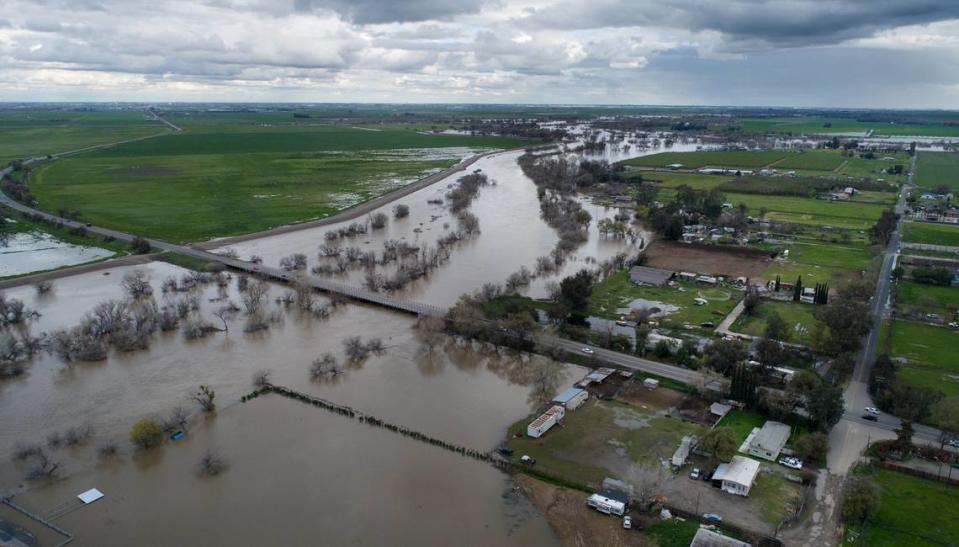 Some residents living on Ash Avenue have been flooded by the San Joaquin River in Patterson, Calif., Wednesday, March 22, 2023.