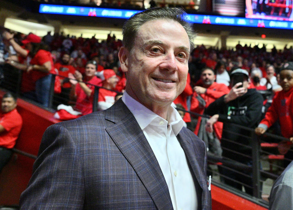 ALBUQUERQUE, NEW MEXICO - DECEMBER 18: Head coach Rick Pitino of the Iona Gaels walks onto the court before his team's game against the New Mexico Lobos at The Pit on December 18, 2022 in Albuquerque, New Mexico. (Photo by Sam Wasson/Getty Images)
