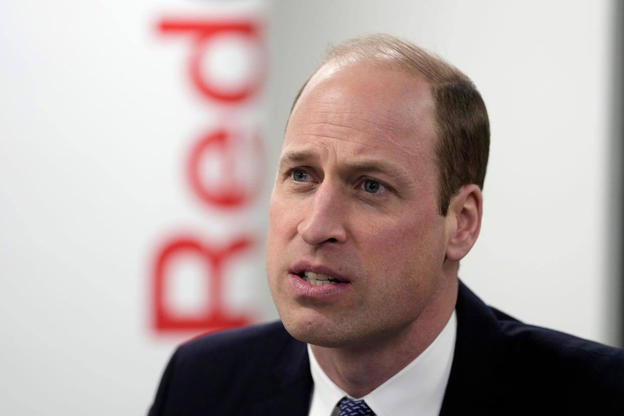 Prince William during a visit to the British Red Cross at its headquarters in central London, to hear about the humanitarian efforts taking place to support those affected by the conflict in Gaza. Picture date: Tuesday February 20, 2024.