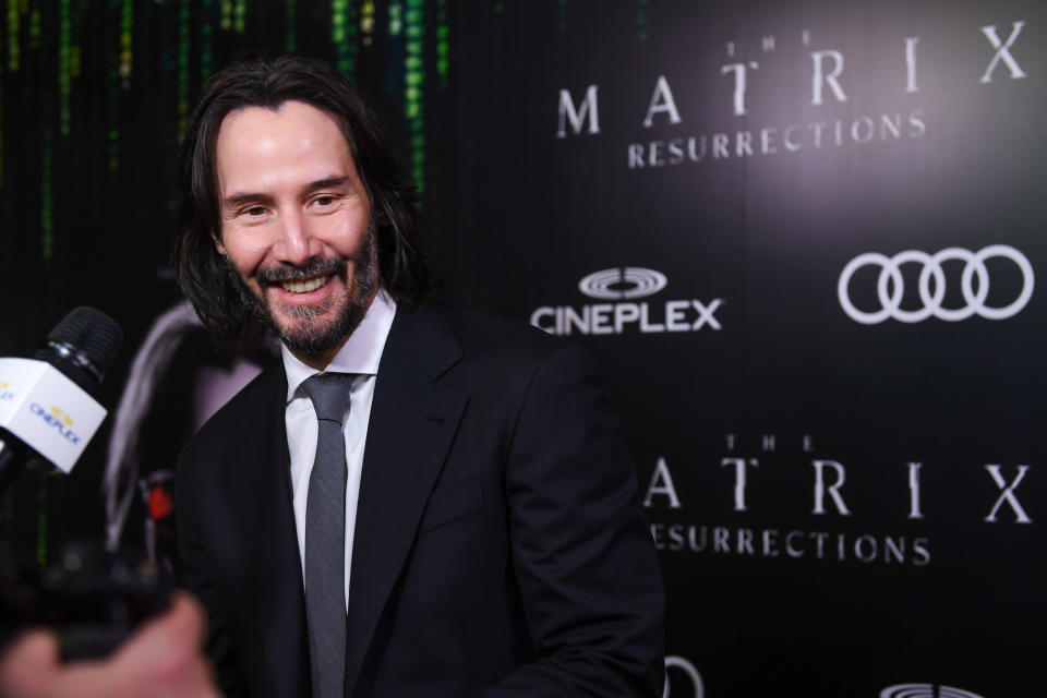 Keanu Reeves attends the Canadian Premiere of "The Matrix Resurrections" held at Cineplex's Scotiabank Theatre on December 16, 2021 in Toronto, Ontario