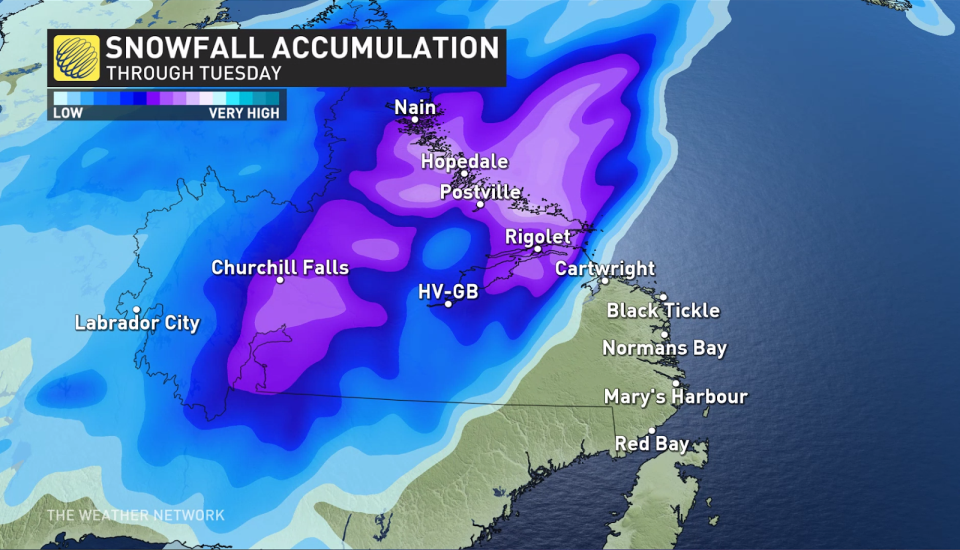 Labrador Snow through Tuesday