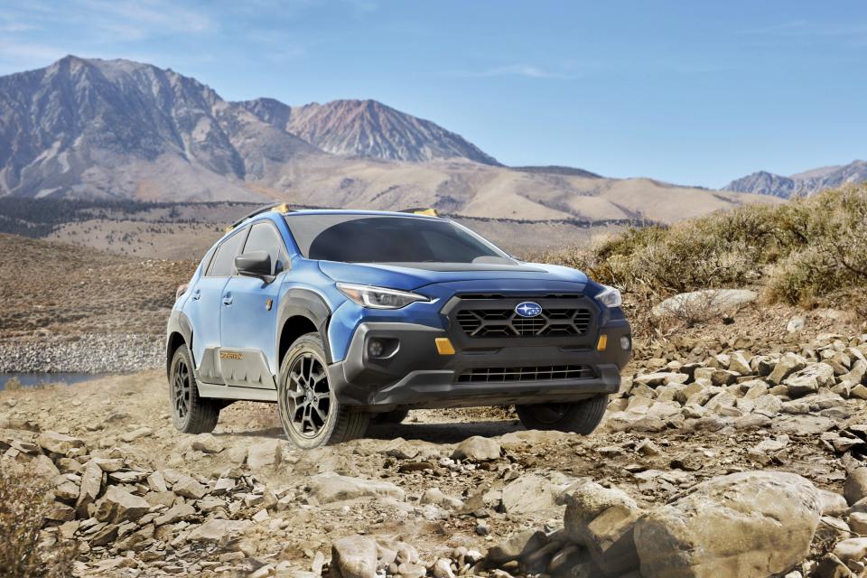 This photo provided by Subaru shows the 2024 Crosstrek Wilderness. It's the most capable Crosstrek version for off-roading thanks to all-terrain tires and more than 9 inches of ground clearance. (Courtesy of Subaru of America via AP)