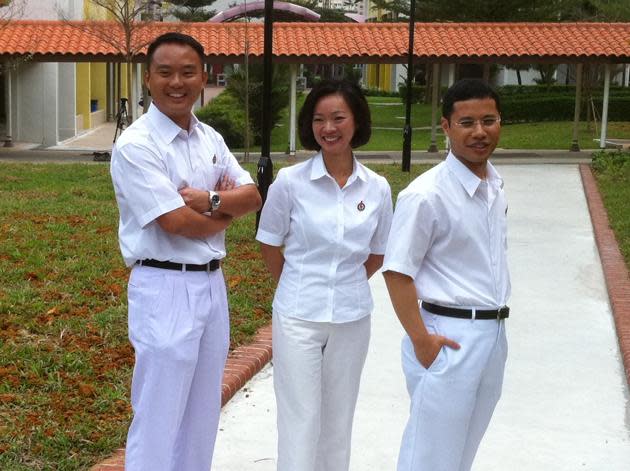 (From left) Steven Tan, Foo Mee Har and Desmond Lee are the second batch of new PAP candidates unveiled on 23 March, 2011. (Yahoo! photo/Faris Mokhtar)