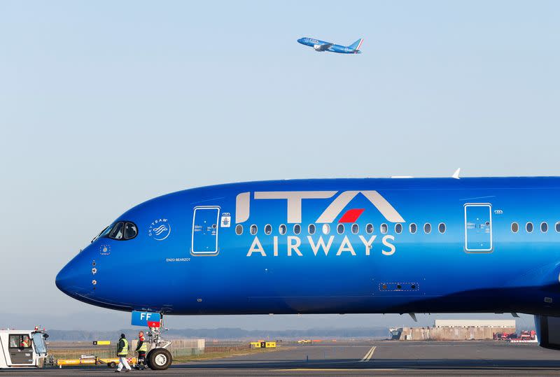 ITA Airways aircraft at Fiumicino airport in Rome