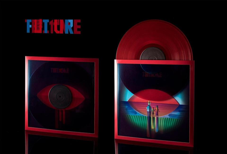 浮現浩世樂團的《時代》紅膠，不影響收納，但抽出唱片的同時，畫面會從血淚切換到曙光。（李政瀚提供）