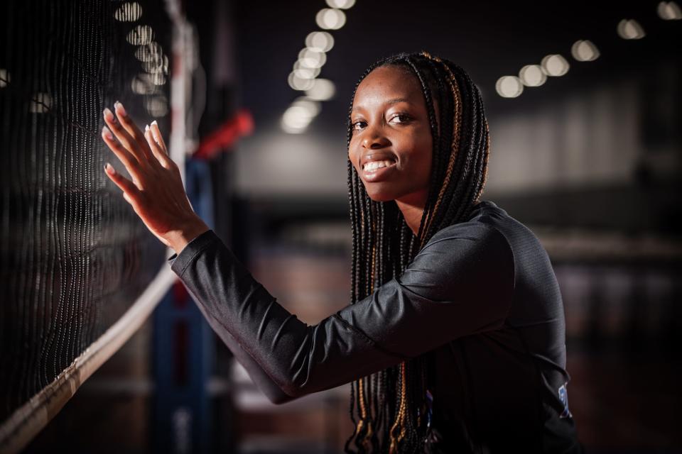 Breonna Goss (34), from Hamilton Southeastern High School, is photographed for the IndyStar 2023 High School Girls Volleyball Super Team on Tuesday, August 1, 2023, at The Academy Volleyball Club in Indianapolis.