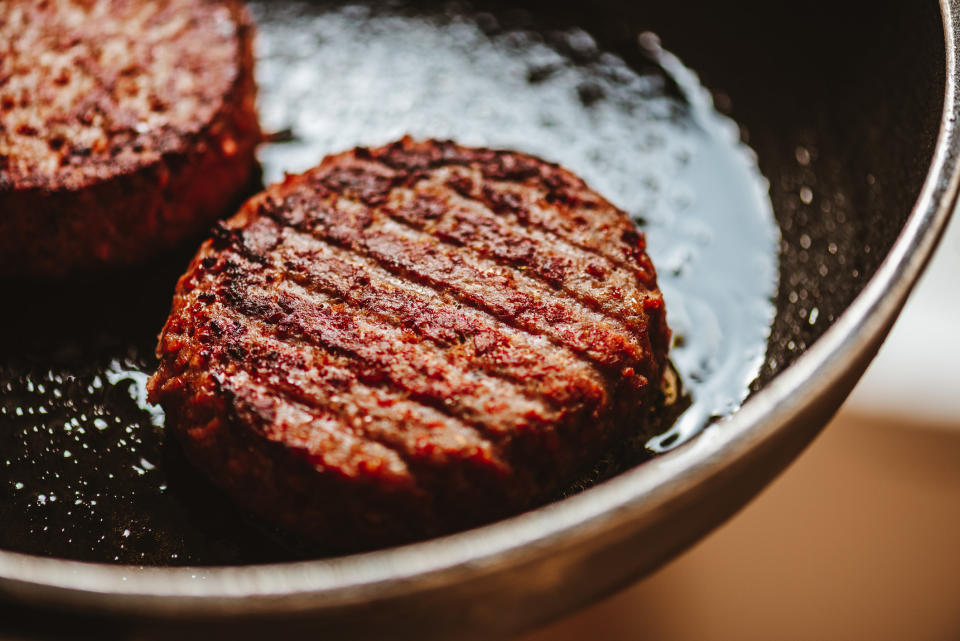 patty being cooked in a pan