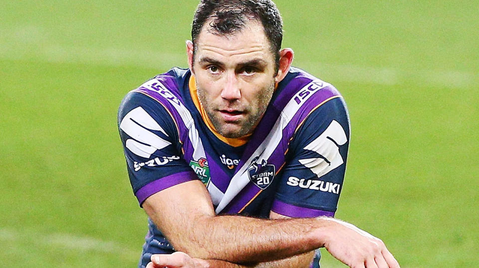 Cameron Smith, pictured here after a Melbourne Storm game in 2018. 