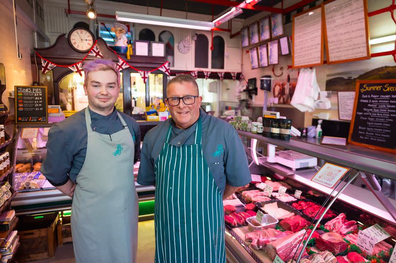 Morgan Gladney and David Allen at Brough's Butchers in Birkdale