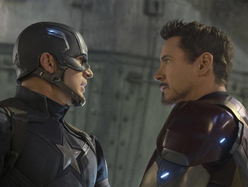 Captain America faces off against Iron Man in 2016’s ‘Captain America: Civil War’ (Rex)