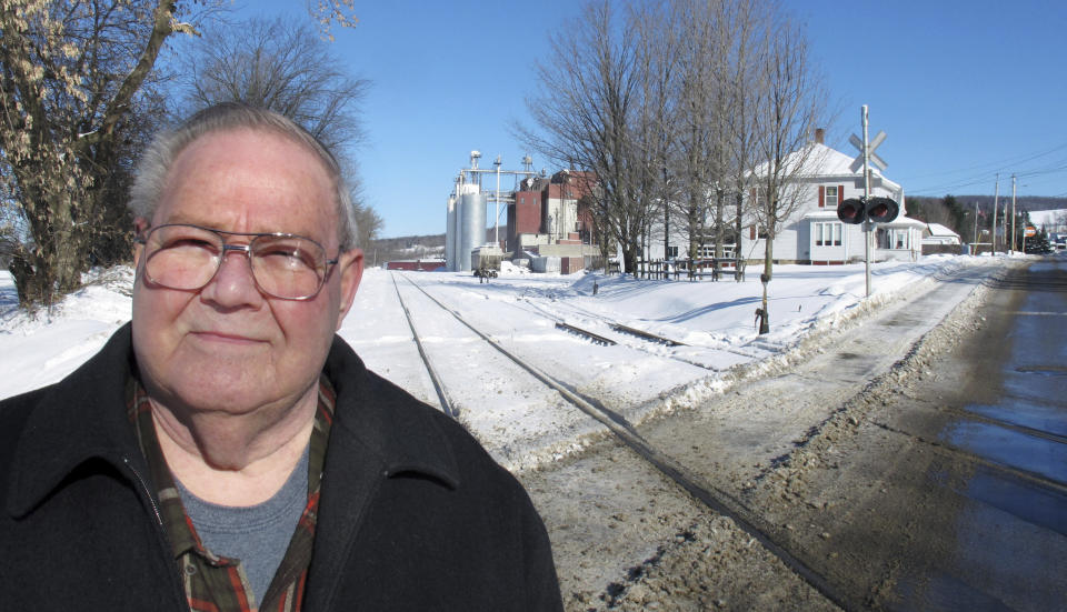 In this Jan. 17, 2019 photo, former town police chief Richard Jewett talks about the night in 1987 when he apprehended a man who carried a bomb across the border from Canada into the United States in Richford, Vt.. At a time when terrorism is part of the discussion about whether to build a wall on the U.S. southern border to protect the country, the Richford incident was the only one of its kind when anyone was caught trying to enter the United States illegally as part of a terrorist plot. (AP Photo/Wilson Ring)