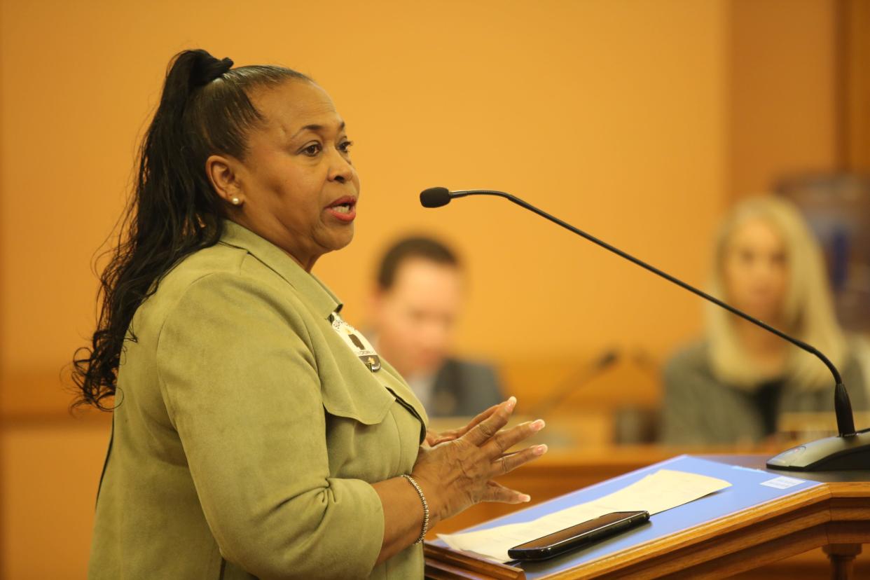 Sen. Oletha Faust-Goudeau, D-Wichita, advocates for a back-to-school sales tax holiday bill she introduced.